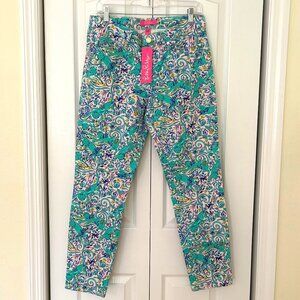 Lilly Pulitzer Skinny Crop Jean Size 10 Melon Fig Tint Monkey Sea NWT